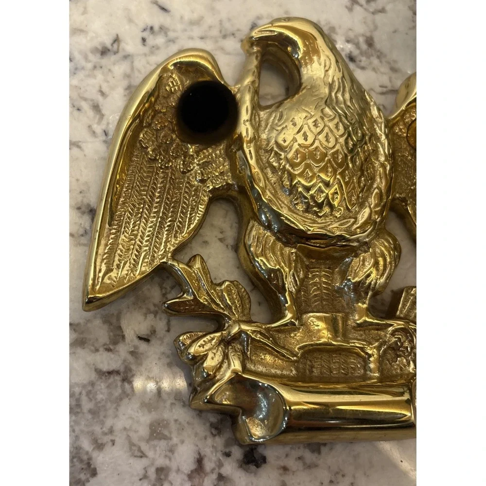 Vintage Solid Brass Eagle Pen Holder Desk American Patriotic Spread Wing